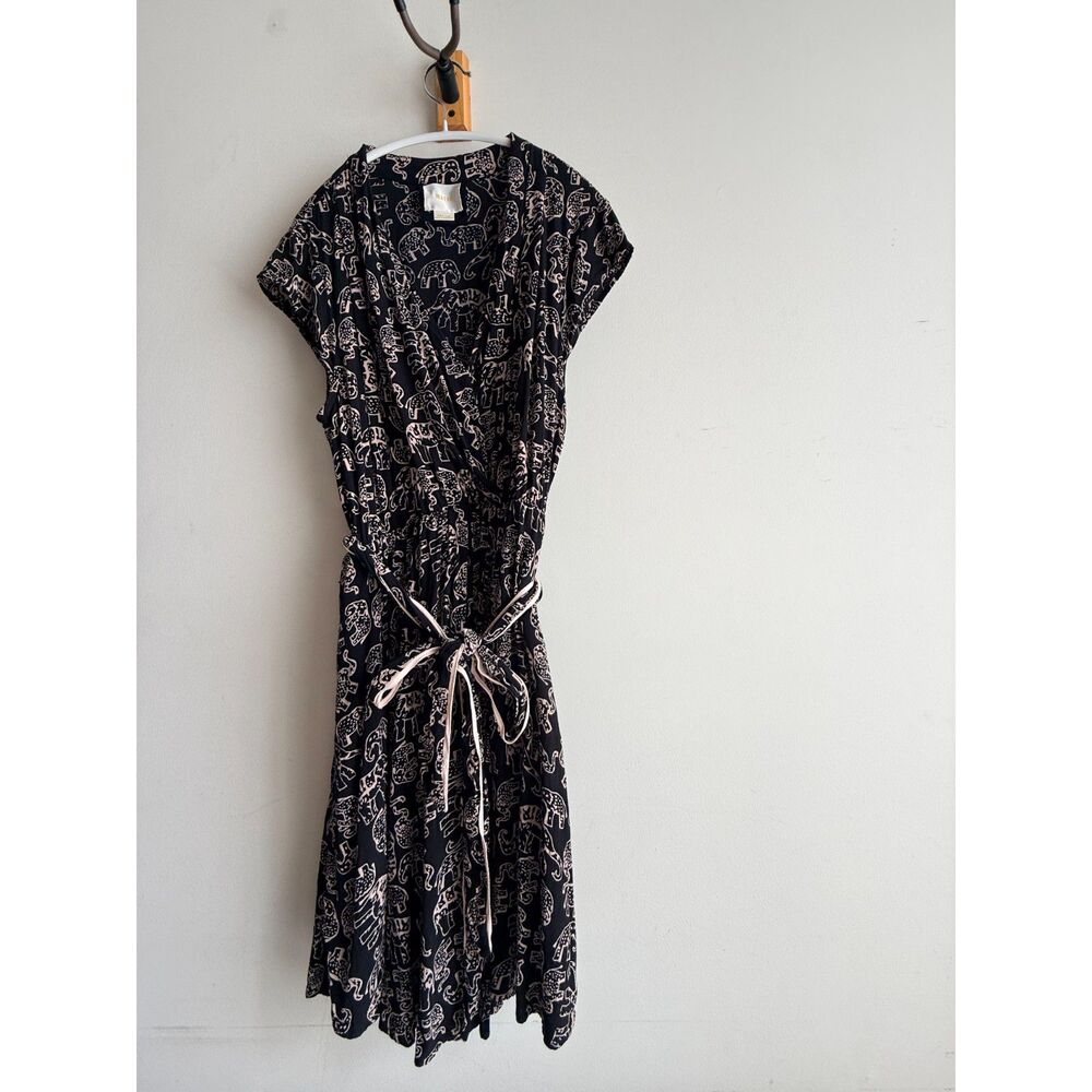 Maeve black & peach Elephant wrap dress - Medium